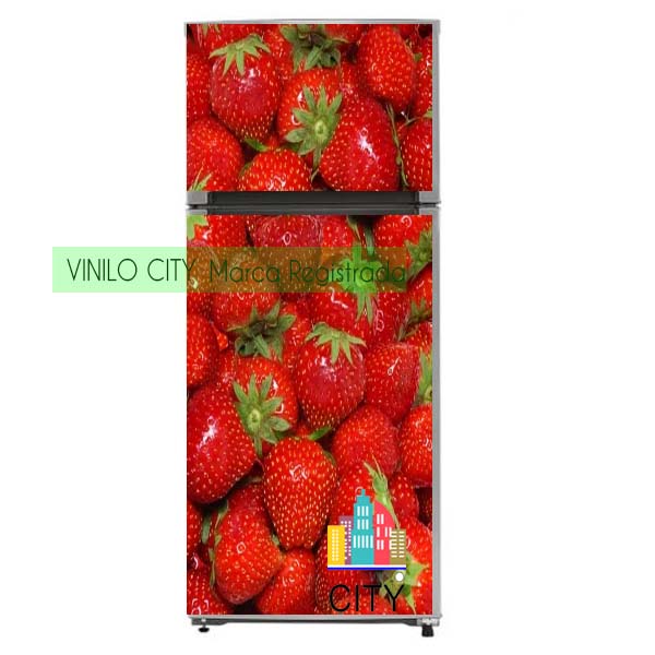 Vinil decorativo para refrigerador tema fresas