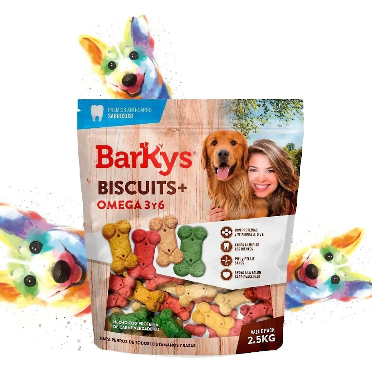 Biscuits Galletas De Perro Barkys® Omega 3 Y 6 2.5 Kg
