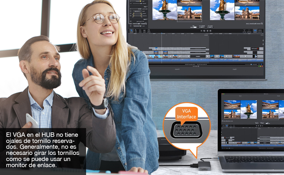 Adaptador USB C 10 en 1 , HDTV, USB, Ethernet, Lector de tarjetas SD/TF, VGA,1080P, admite pantalla simultánea HDMI + VGA, la misma resolución de pantalla es 1080P