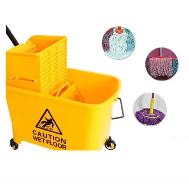 Cubeta De Carrito Con Exprimidor 20 Litros Color Amarillo