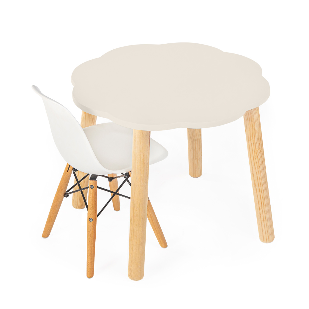 Set de 1 silla infantil Eames con mesa nube de Madera | 2 a 9 años de edad