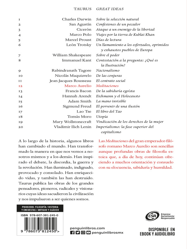 Libro  Meditaciones  Autor  Marco Aurelio