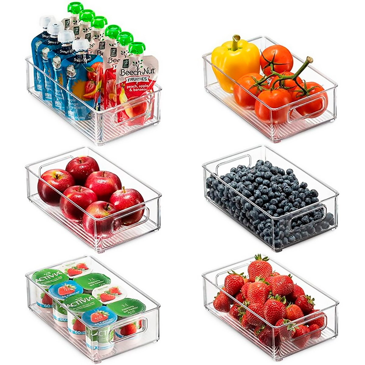 Juego de 8 organizador para despensa ideal para refrigerador, alacenas y espacios de alimentos 4 piezas medianas y cuatro grandes, libres de BPA