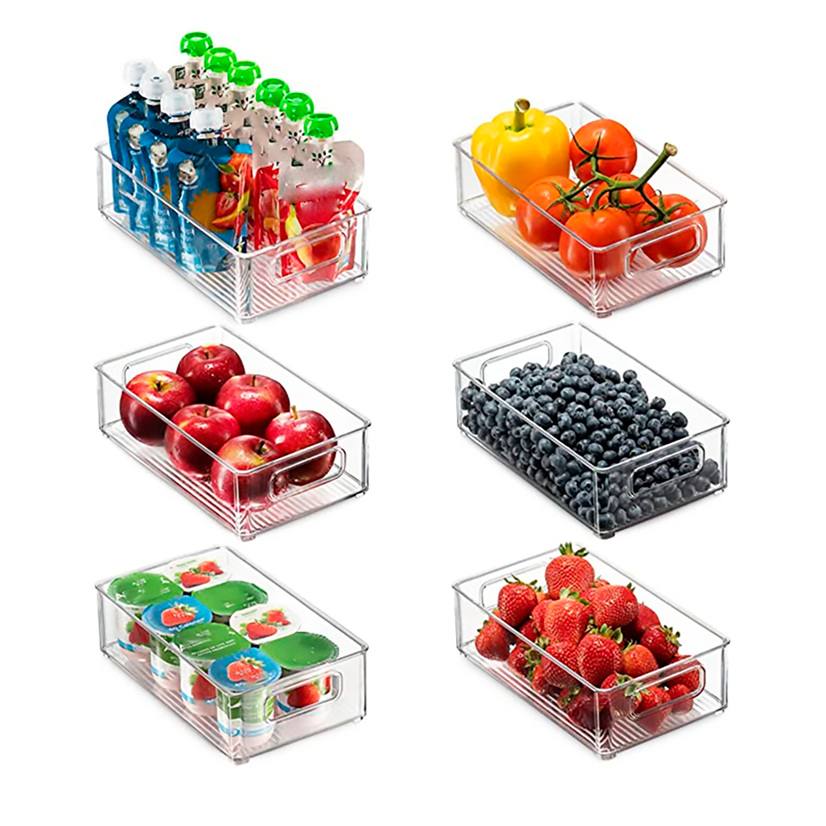 Juego de 8 organizador para despensa ideal para refrigerador, alacenas y espacios de alimentos 4 piezas medianas y cuatro grandes, libres de BPA