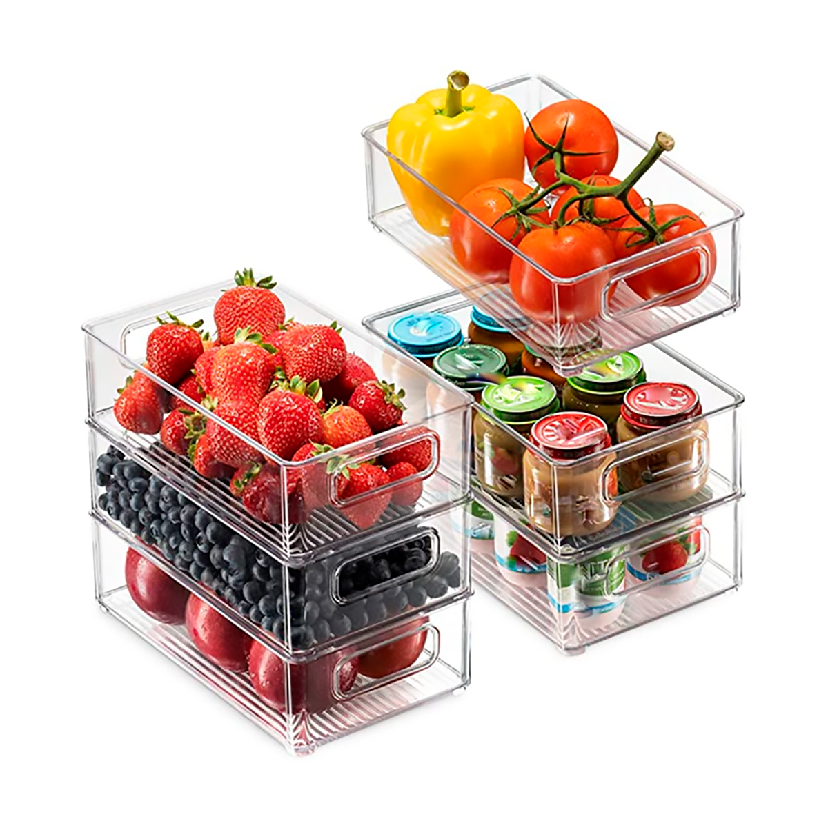 Juego de 8 organizador para despensa ideal para refrigerador, alacenas y espacios de alimentos 4 piezas medianas y cuatro grandes, libres de BPA
