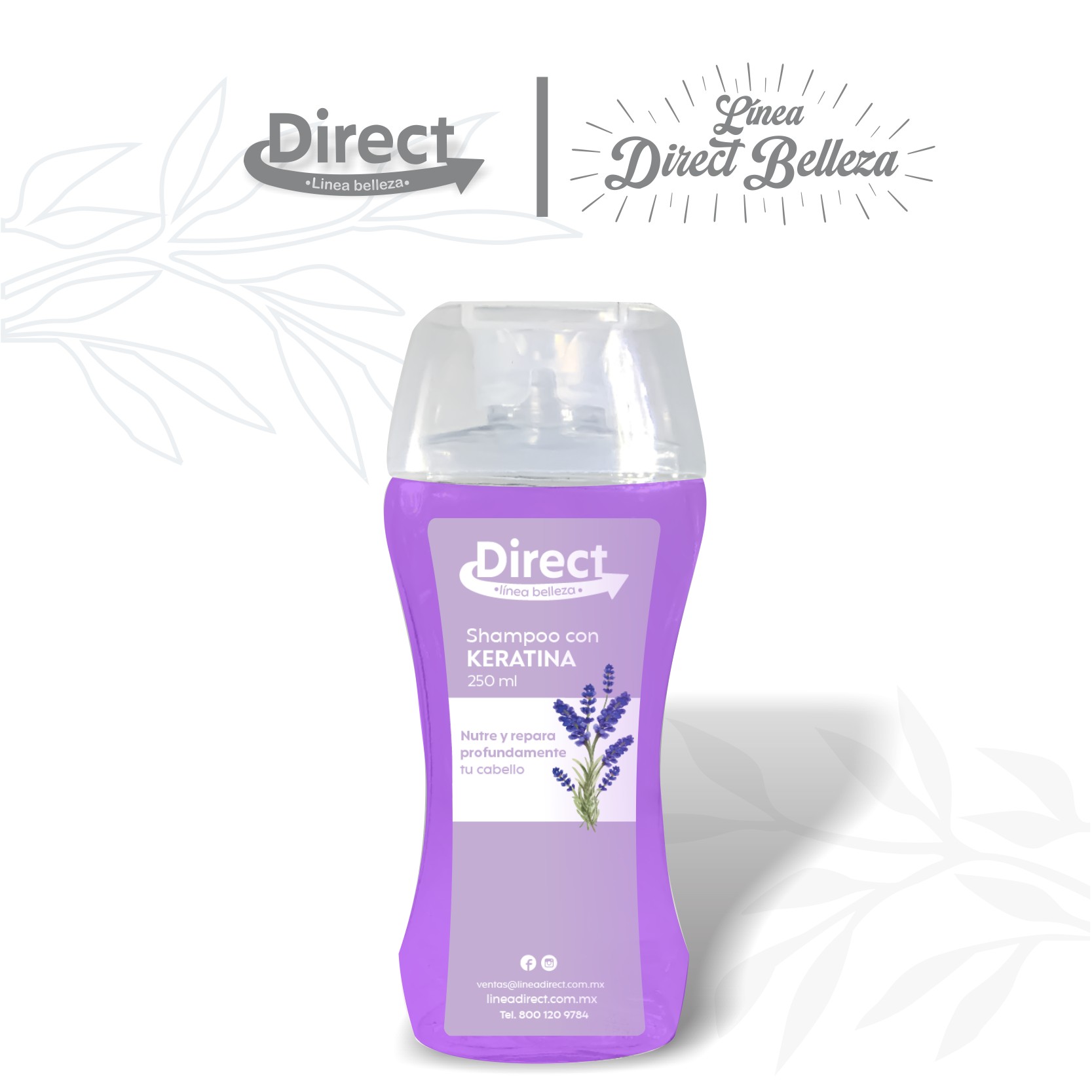 1 Paquete de 3 Shampoos keratina Direct 250 ml.