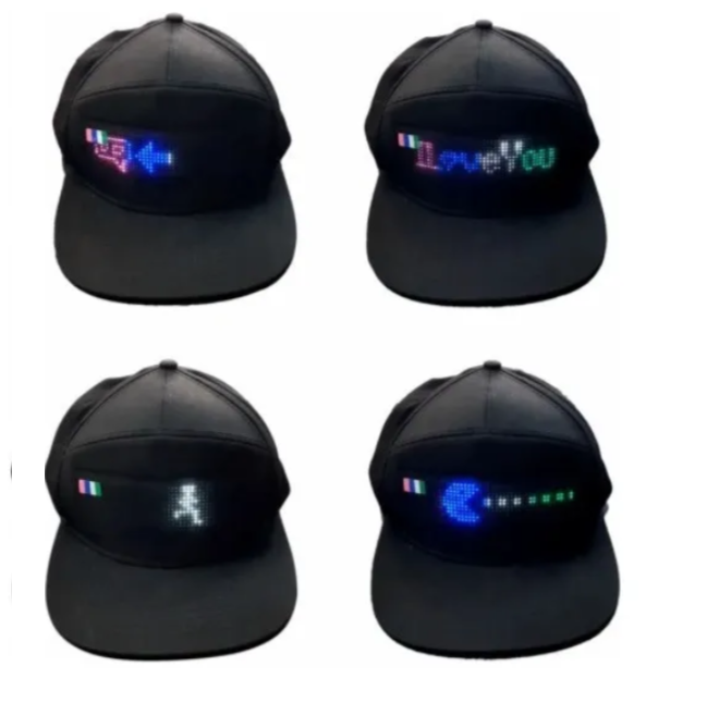 Gorra Led Smart De Desplazamiento De Fuente De Pantalla