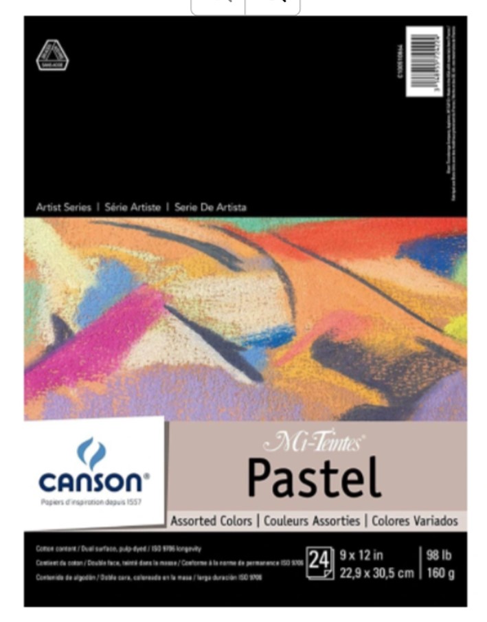 Block Para Pastel Mi-Teintes Canson 24 hojas 160gm 22.9cm x 30.5 cm