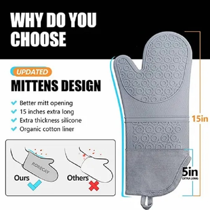 Guantes De Horno De Silicona Resistentes Al Calor De 6piezas Gris