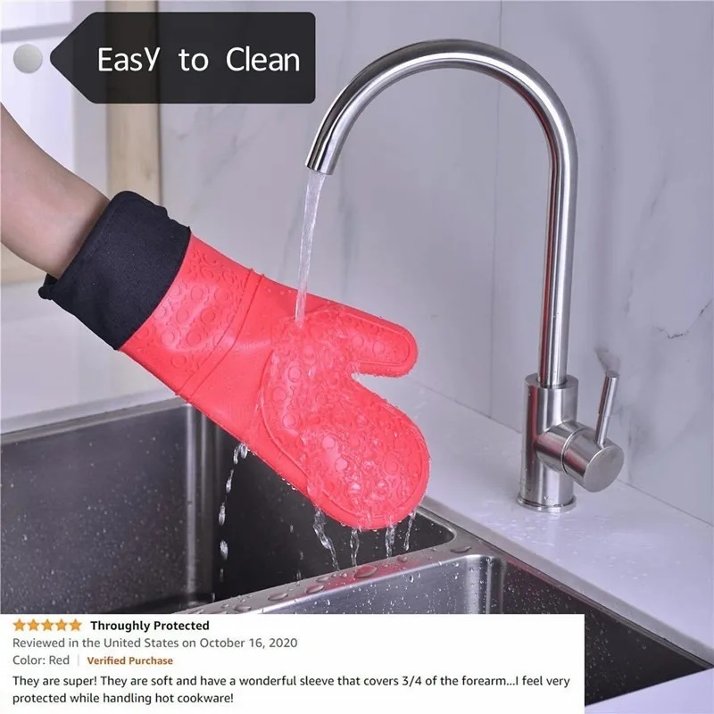 Guantes De Horno De Silicona Resistentes Al Calor De 6piezas Rojo