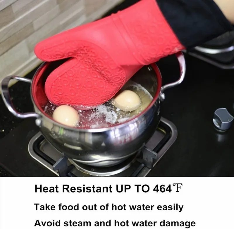 Guantes De Horno De Silicona Resistentes Al Calor De 6piezas Rojo