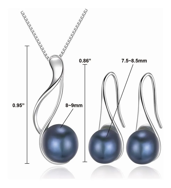 Conjunto Elegante De Joyas Con Perlas Negras Para Novia