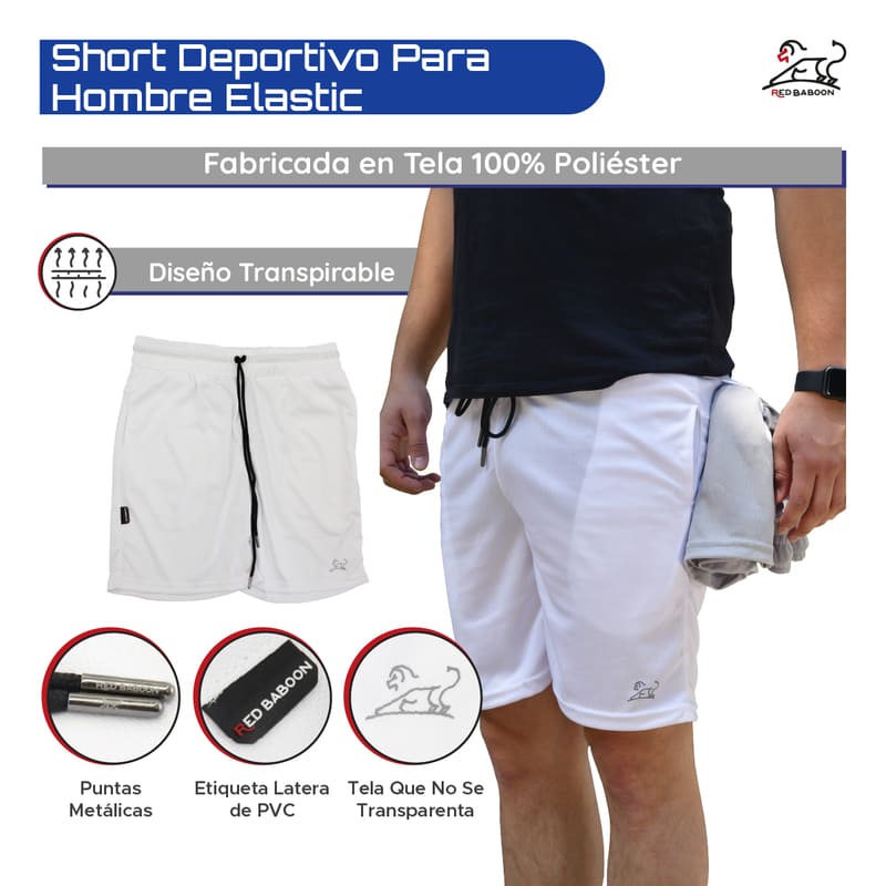 Short Deportivo para Hombre, Shorts para Gym o para Entrenamiento, Talla M, Marca Red Baboon