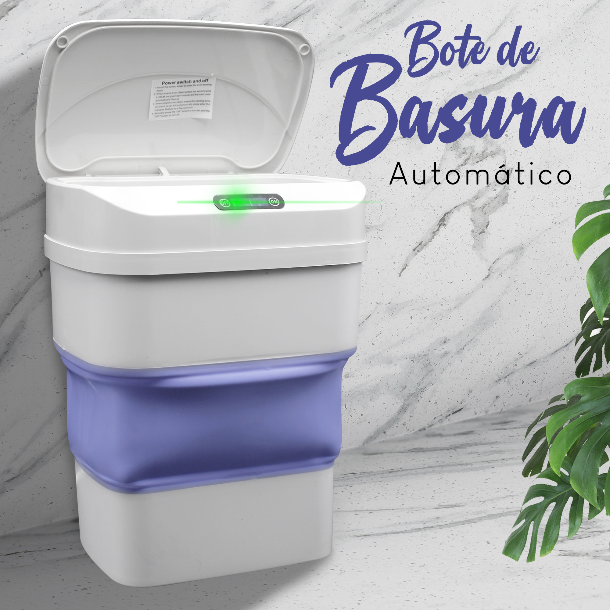 Bote De Basura Plegable Inteligente Con Sensor De Movimiento