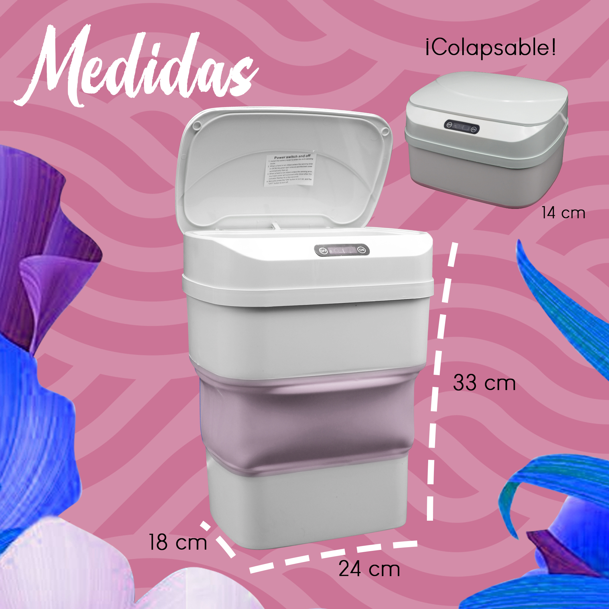 Bote De Basura Plegable Inteligente Con Sensor De Movimiento