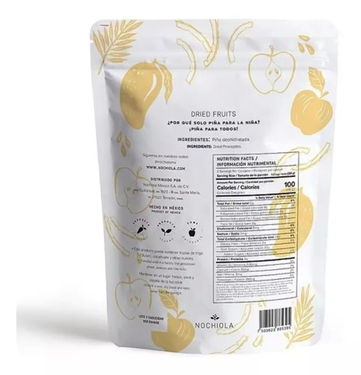 Piña Deshidratada Natural 60g Nochiola Vegan