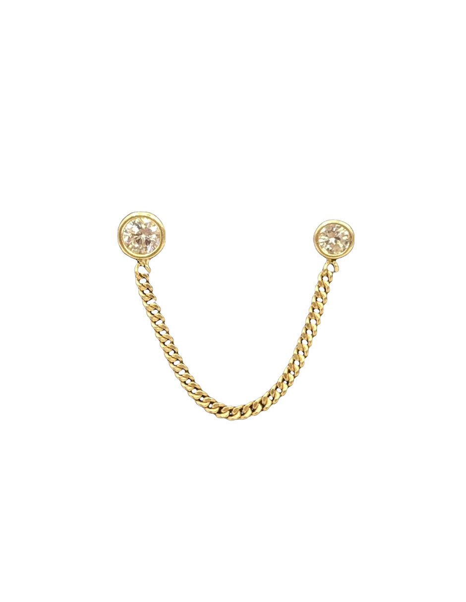 Broquel piercing con zirconias redondas, en oro de 10k, con zirconias redondas, ideal para dama - Mancini Joyas