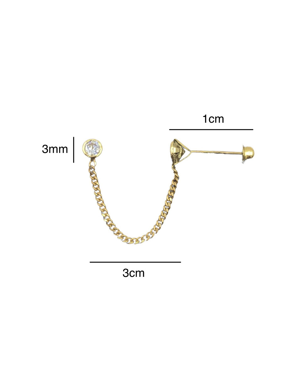 Broquel piercing con zirconias redondas, en oro de 10k, con zirconias redondas, ideal para dama - Mancini Joyas