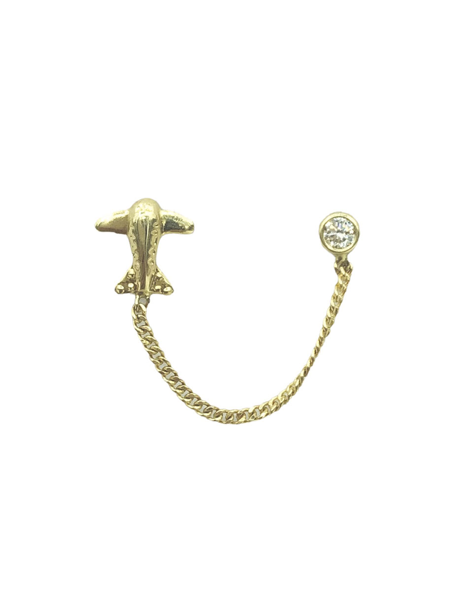 Broquel piercing en forma de ballena, en oro de 10k, ideal para dama - Mancini Joyas