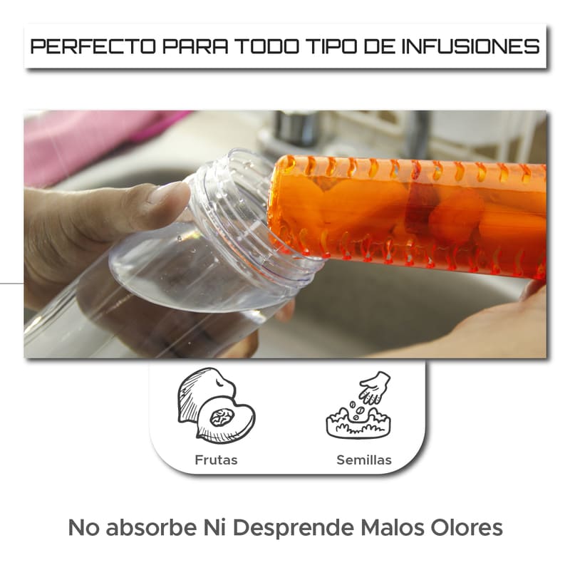 Recipiente Para Agua Modelo Glow, Botella Con Infusor De Frutas 800 ml Marca Red Baboon