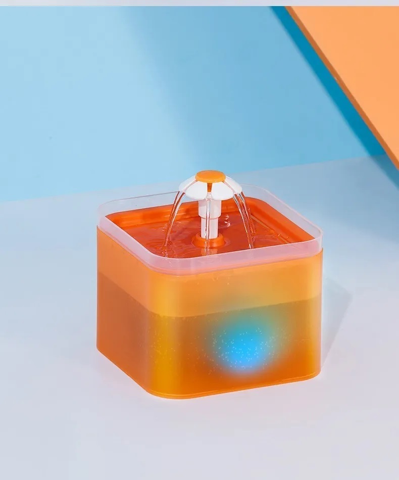 Bebedero De Agua Automatico Fuente Para Gatos Perro Mascotas Naranja
