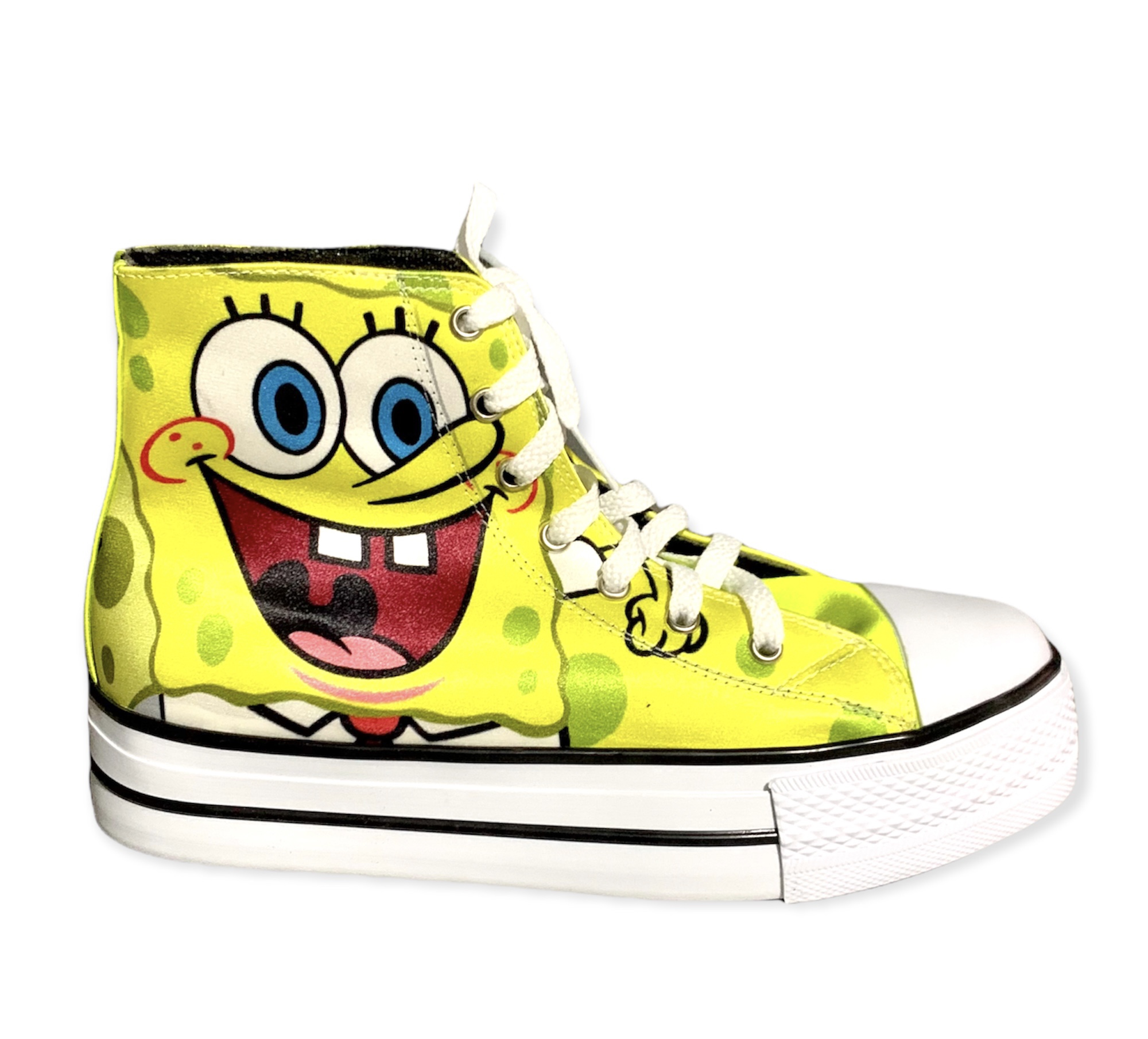 Tenis Bota sublimado de Tela con diseño de  Bob Esponja Y Patricio.