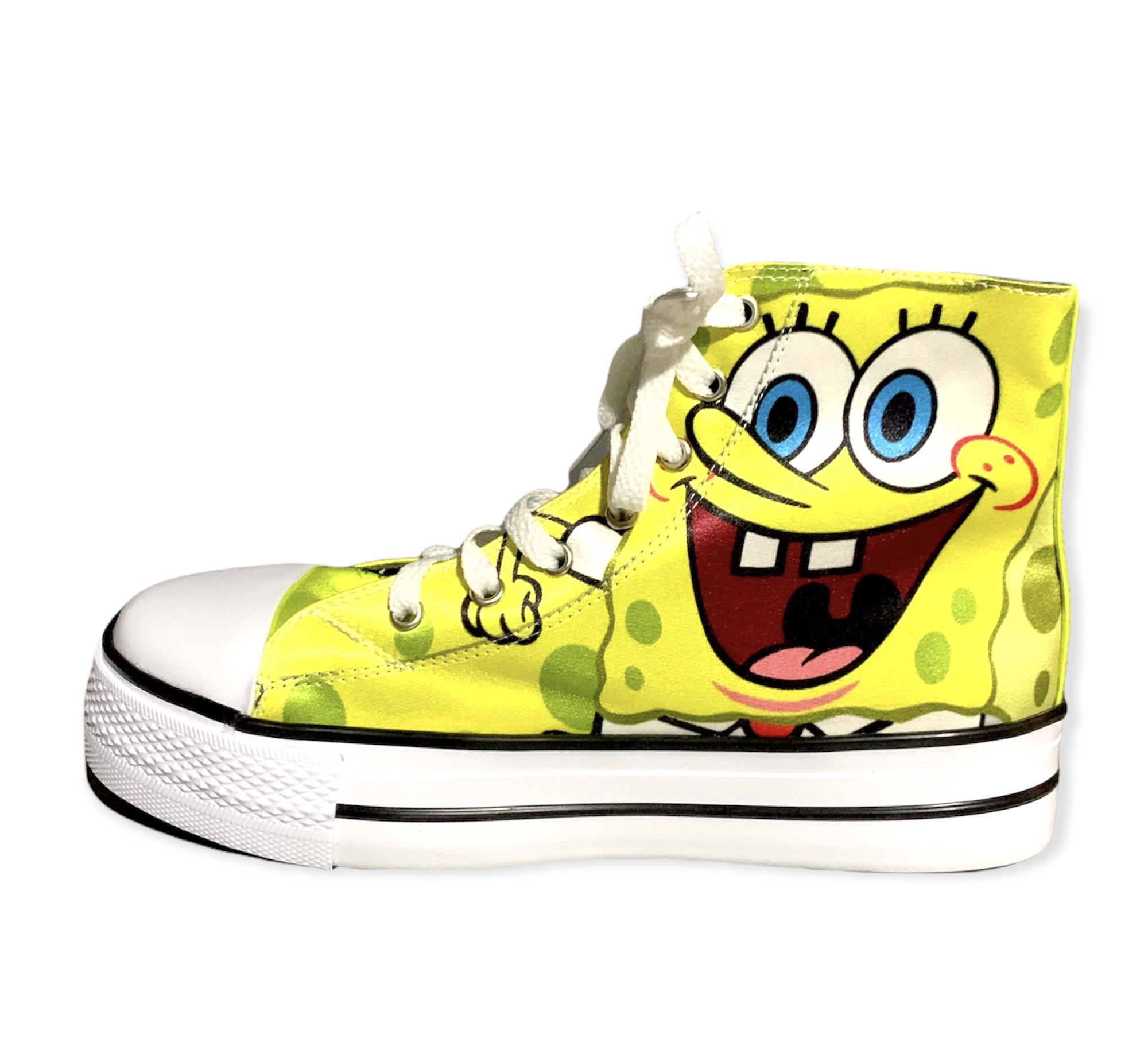 Tenis Bota sublimado de Tela con diseño de  Bob Esponja Y Patricio.