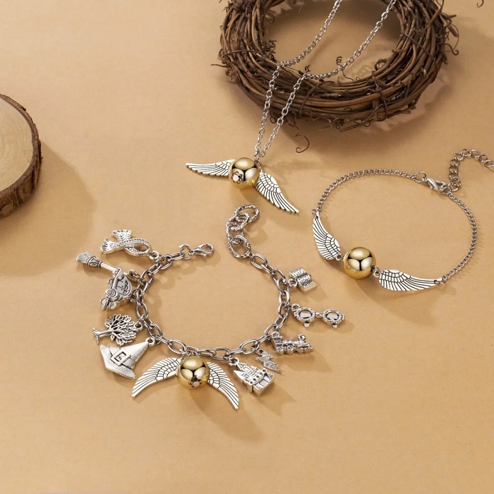 Juego De 3pzs De Joyas Harry Potter Collar Pulsera 
