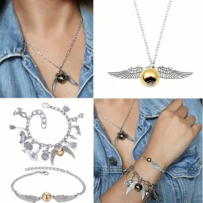 Juego De 3pzs De Joyas Harry Potter Collar Pulsera 