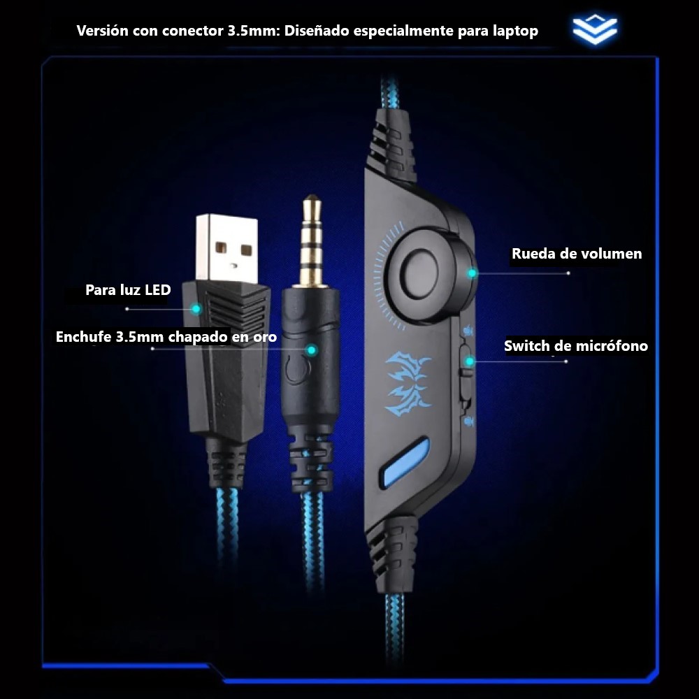 Audífonos Diadema Gamer Con Micrófono Kotion G9000 Color Negro