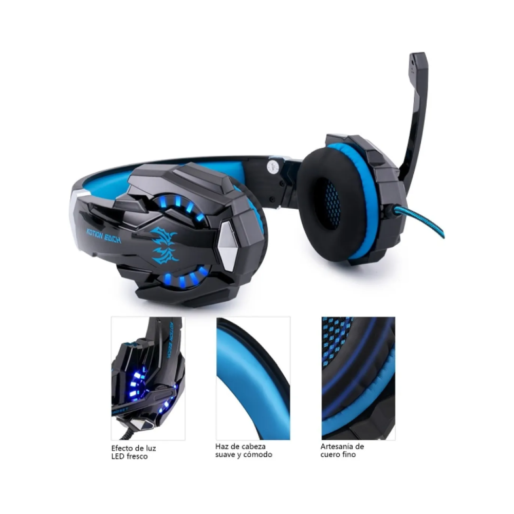 Audífonos Diadema Gamer Con Micrófono Kotion G9000 Color Negro