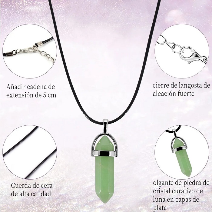 Dije De Cuarzo Natural Gema Prisma Cristal Verde