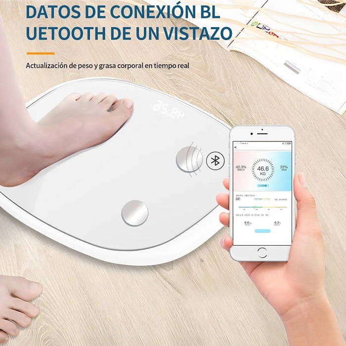 Báscula Electrónica Bluetooth Inteligente De Baño Blanco
