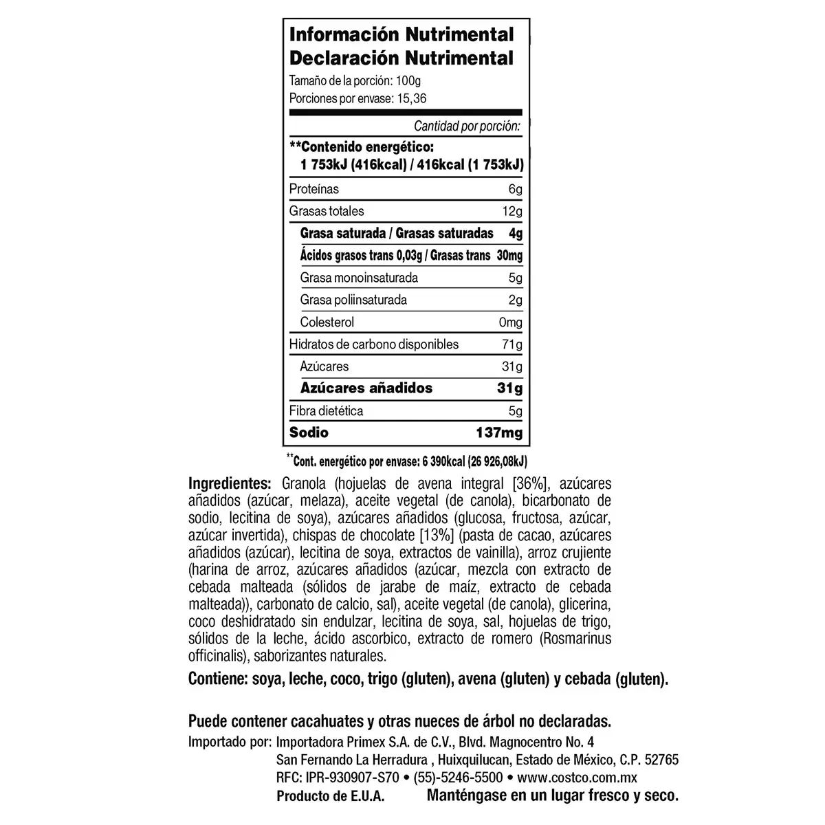 Barras De Granola Soft & Chewy 1.44kg Kirkland