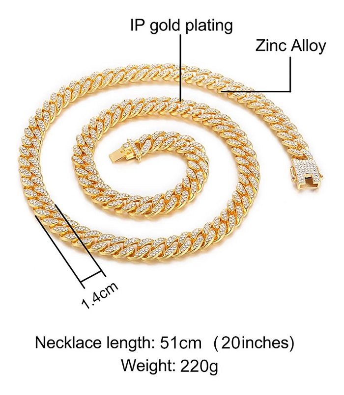 Conjunto De Pulsera Y Cadena Cubana Hip-hop Dorada