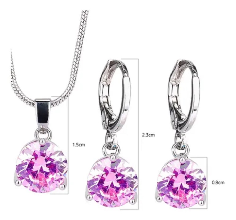 Conjuntos De Joyas Pendientes Y Collares Para Mujer Color Rosa