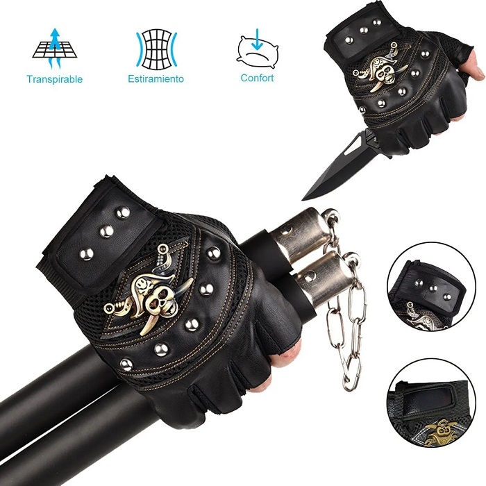  Guantes De Cuero De Medio Dedo