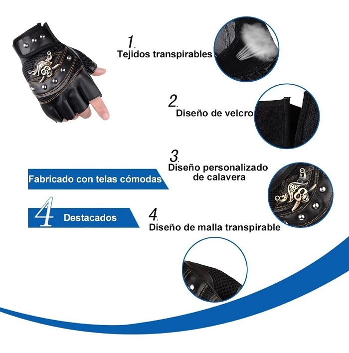  Guantes De Cuero De Medio Dedo