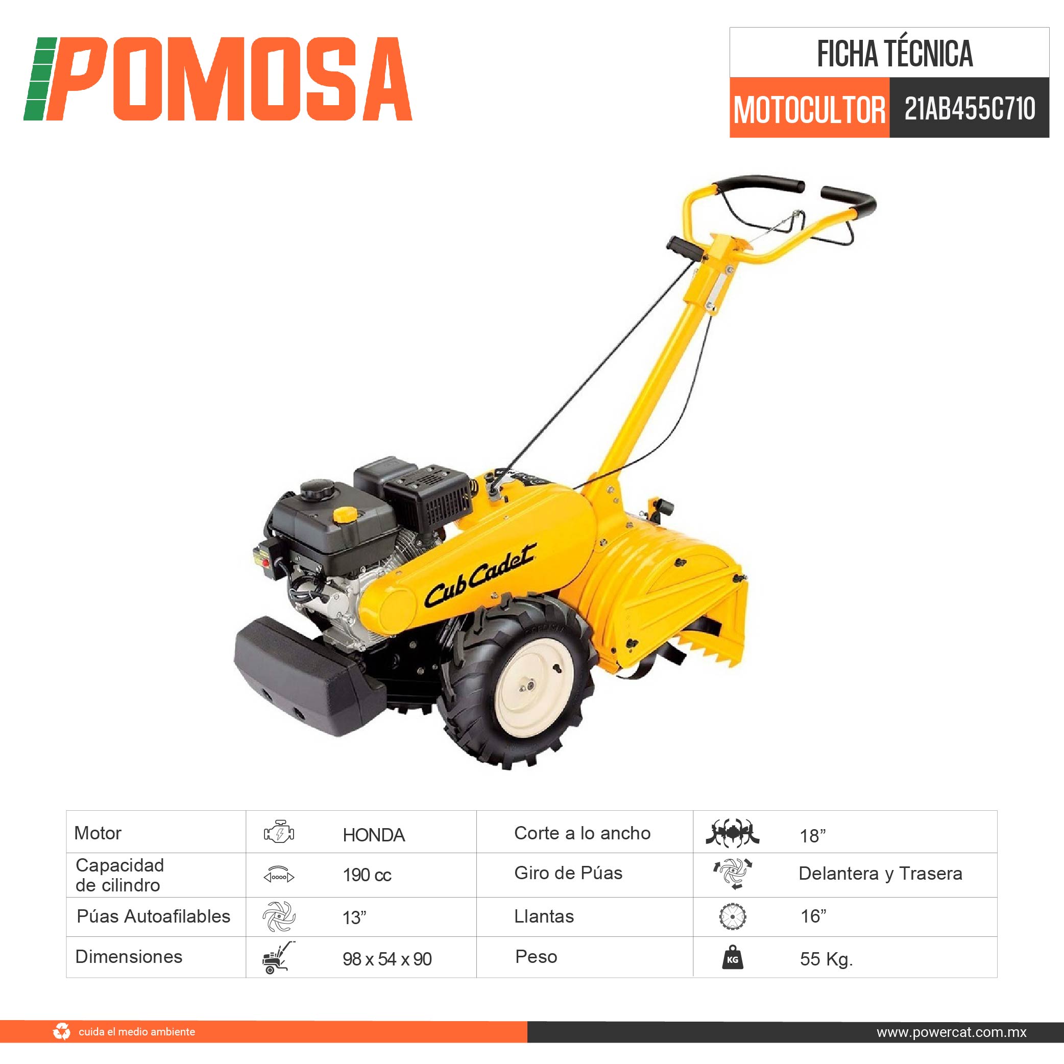 MOTOCULTOR 190 CC CUB CADET 21AB455C710