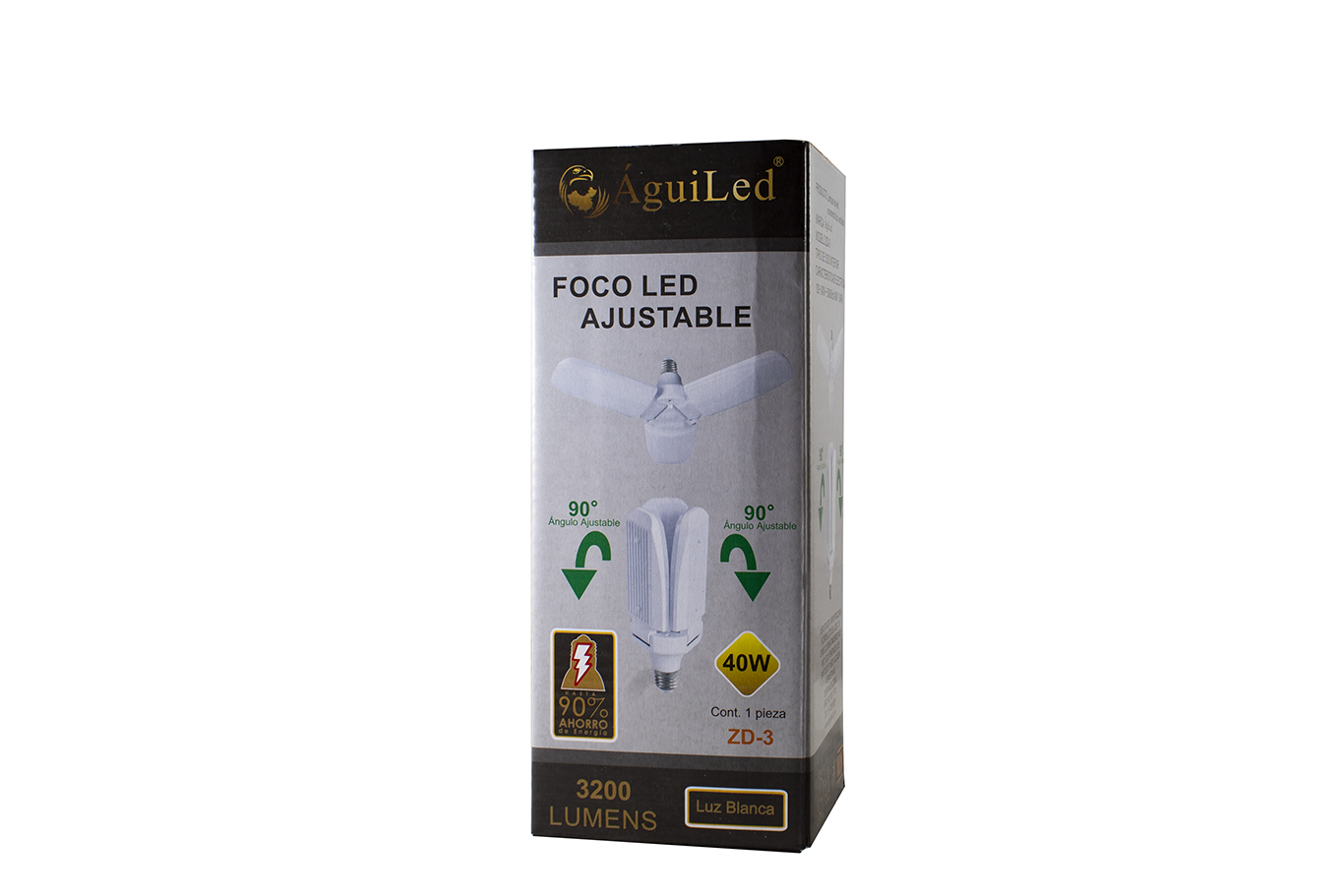 Foco Led Tipo Ventilador 45w 3 Aspas Luz Blanca Opaco