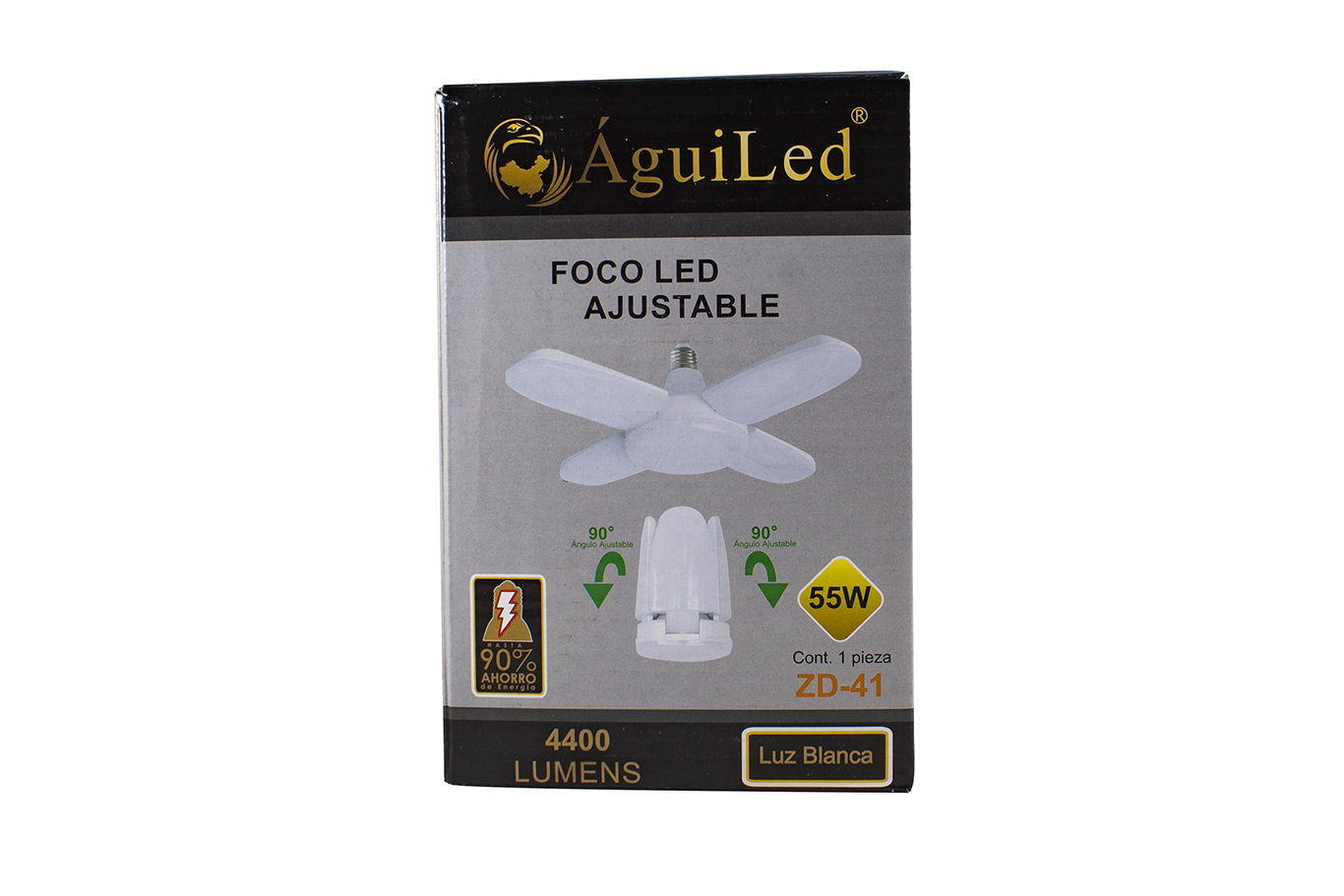 Foco Led Tipo Ventilador 55w 4 Aspas Luz Blanca Opaco