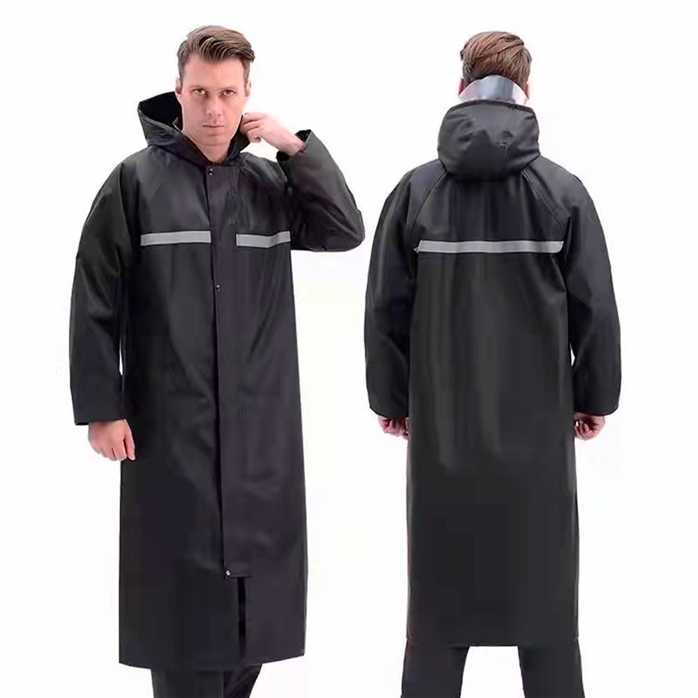 Impermeable Gabardina Negro Para Adulto Chamarra Chaqueta con Gorro con Visor
