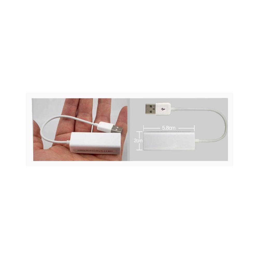 Adaptador Usb Ethernet Red Lan Rj45 A Usb 2.0 Ele-Gate WL07 Color Blanco