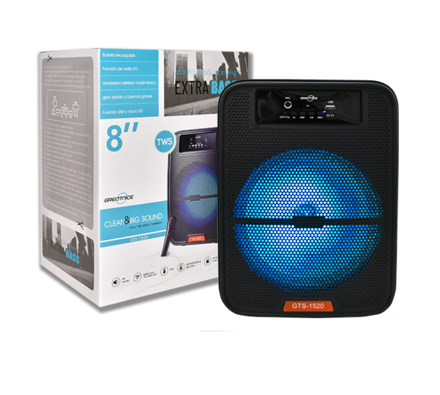 Bocina Bluetooth 8 Pulgadas Recargable Usb Micro Sd KTS-1520