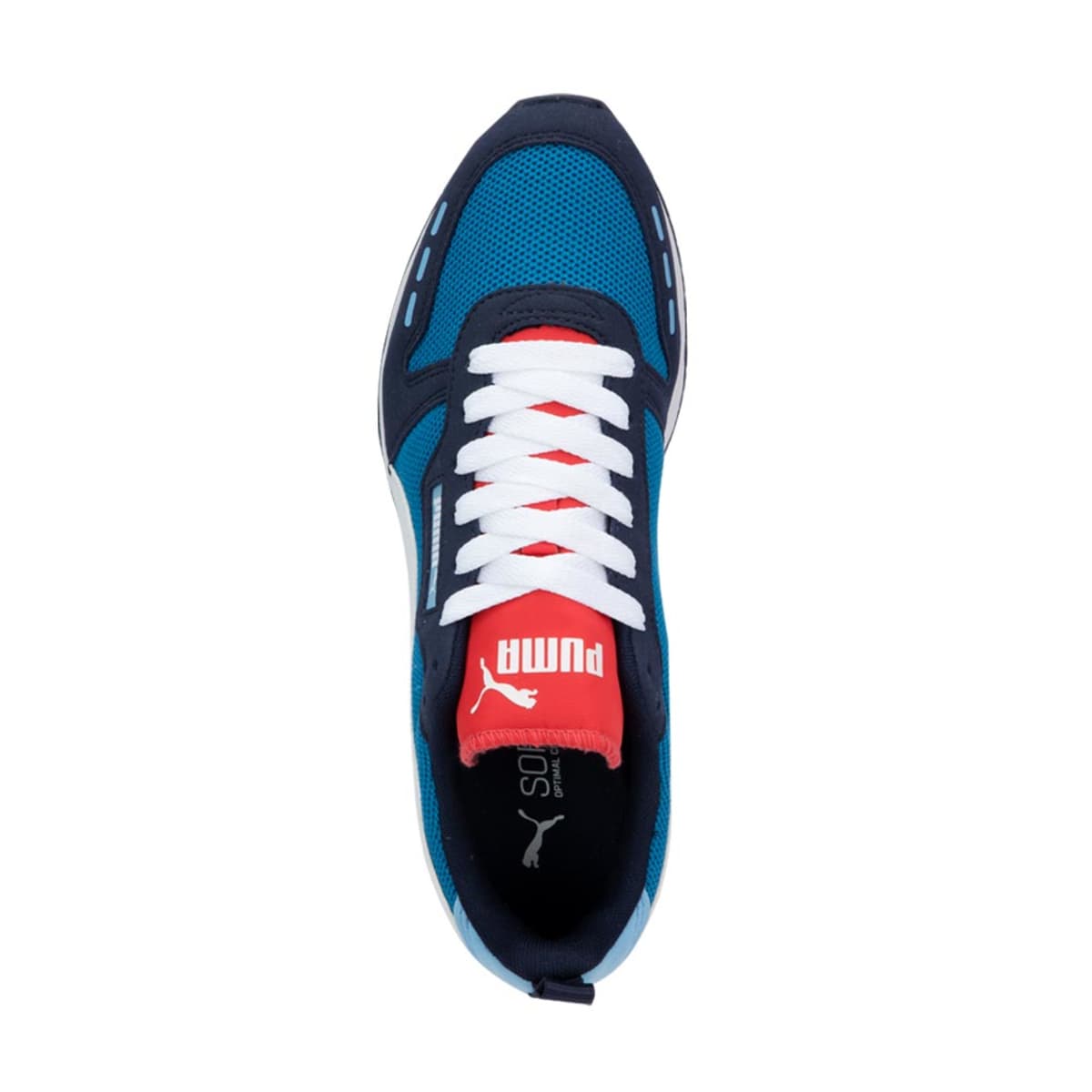 Tenis casual urbano tipo choclo marca Puma para hombre, azul con blanco y rojo, mod. 1052152