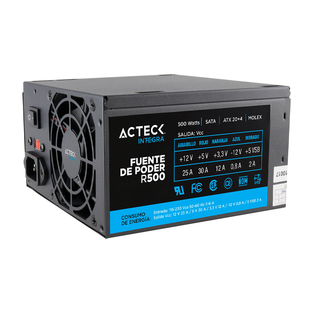 Fuente de Poder ACTECK AF-B500P, 500 W, Negro 