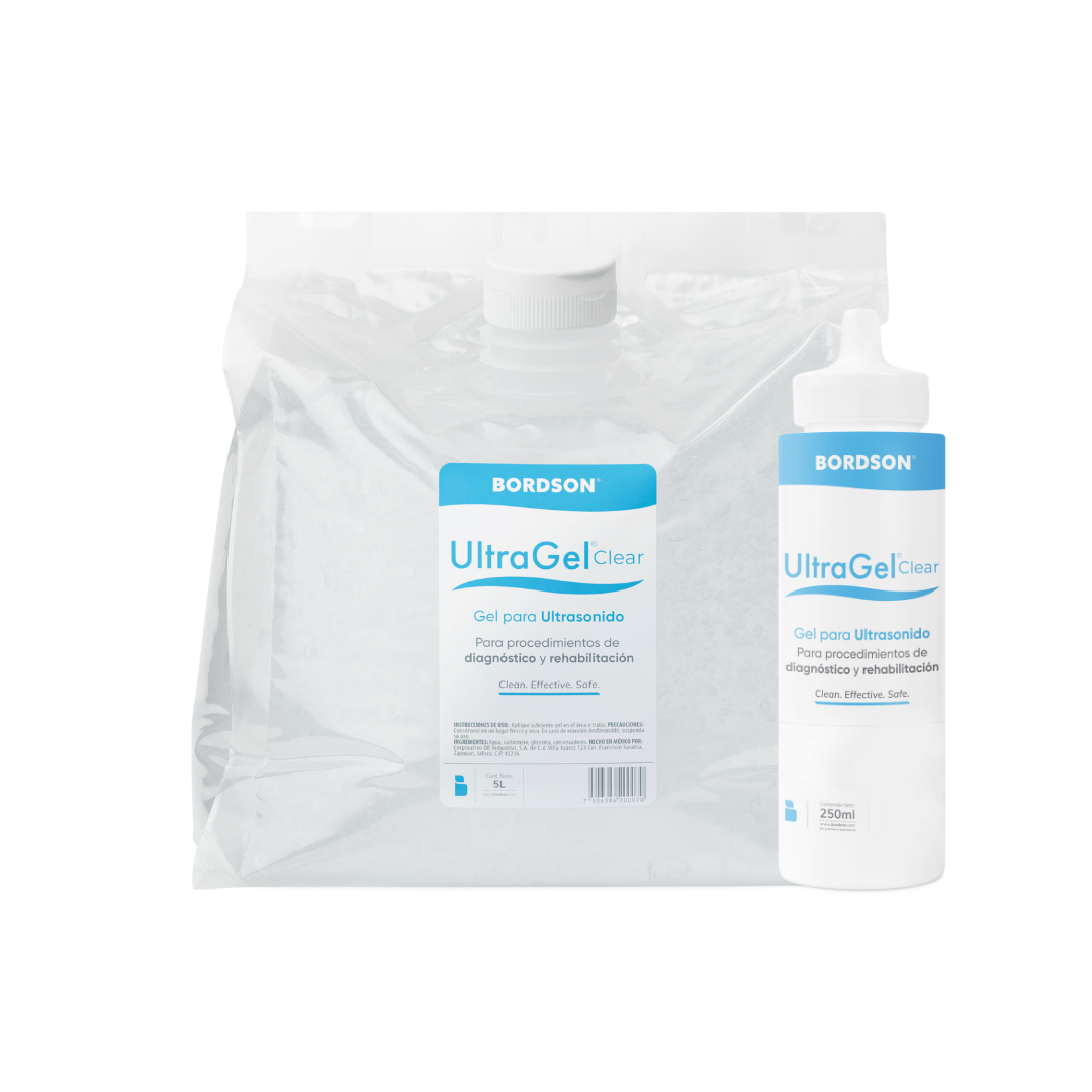 Gel conductor para ultrasonido sin color UltraGel Clear Bordson 5 lt 