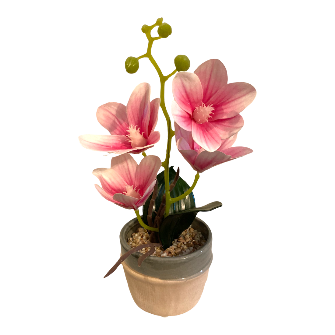 Comercializadora AJR - Flores Artificiales con Maceta de Cerámica - para Decoración del Hogar (Blanco/Rosa)