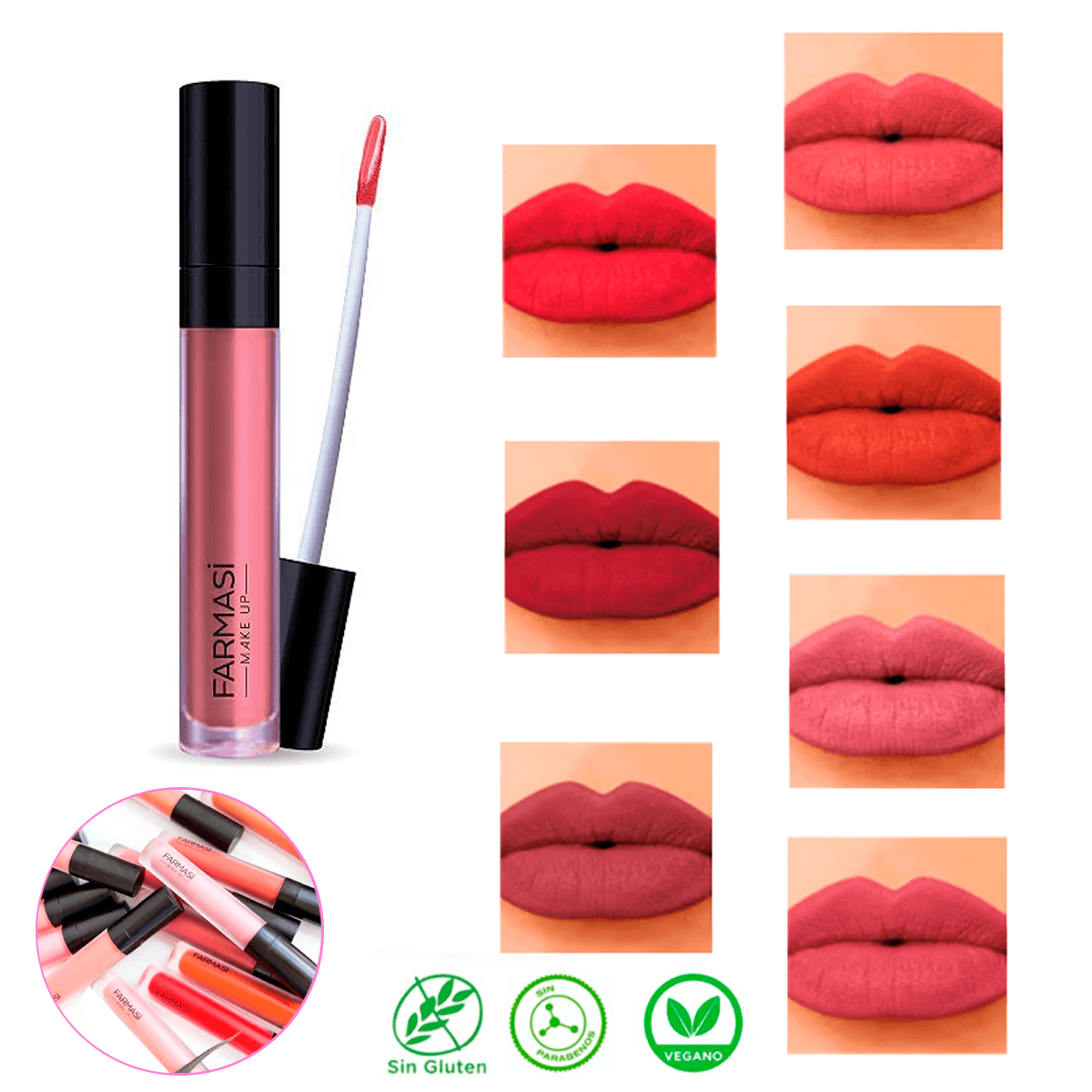 Kit De Maquillaje Labial De Alta Cobertura Polvo Compacto Base De maquillaje Mascara De pestañas Lapiz Para Ojos  Maquillaje Farmasi