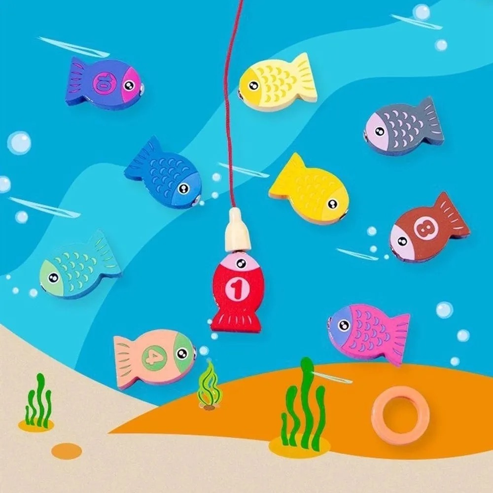 7 En 1 Juego De Pesca Magnetico Tablero De Madera Didáctico